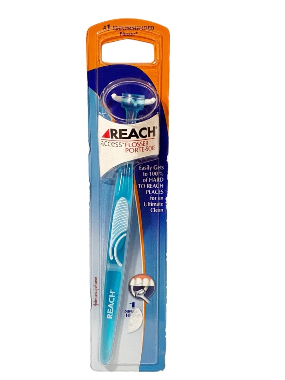 Reach Access Daily Flosser Floss Stick Clear Blue Johnson & Johnson 1 Floss Head